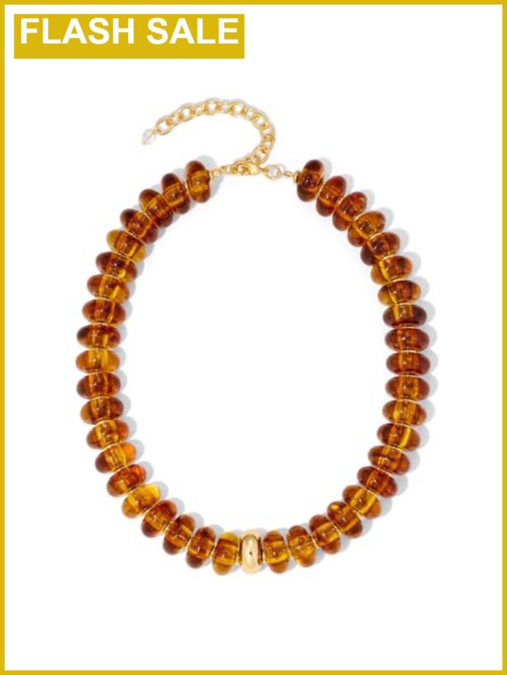 Chunky Beaded Choker Necklace Gold Accent Adjustable Statement Necklace